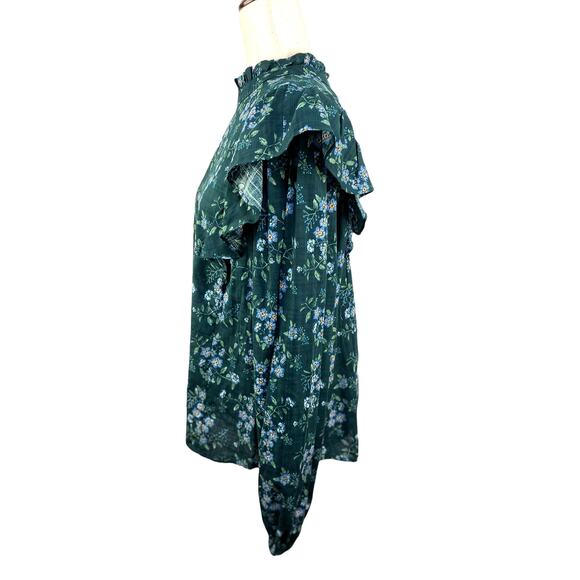 NEW ANA Deep Green Blue Wildflowers Print Peasant Blouse Size XXL - Picture 3 of 5